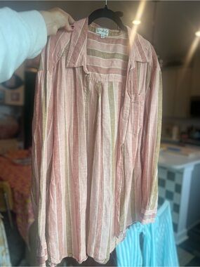 Wonderly Rose and Beige Striped Top